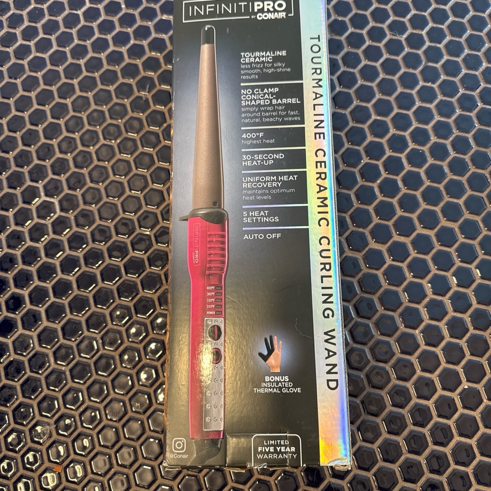 Infantino Red and Black Tourmaline Ceramic Curling Wand